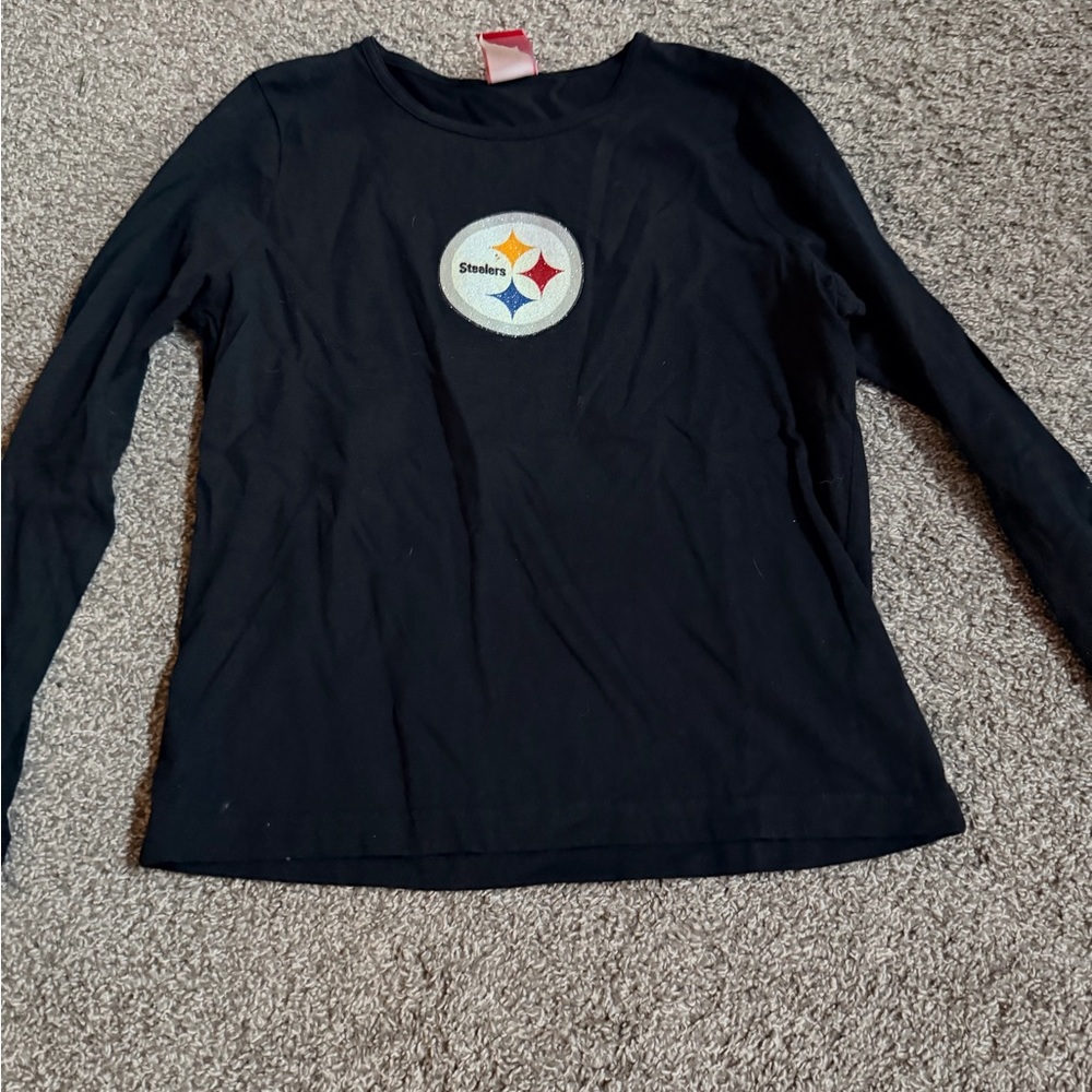 NFL Women's Black Shirt Pittsburgh Steelers Logo Shirt Sz Large